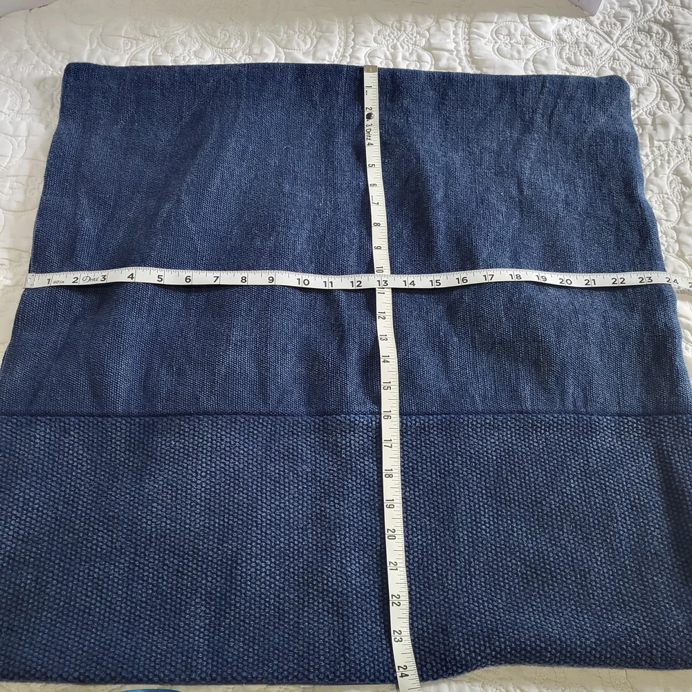 West Elm Lush Velvet Blue Pillow Cushion Cover 24x24 Contemporary Zipper